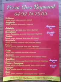 Carte du Pizza Chez Dany à Roumoules