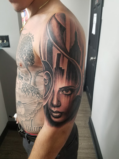 Explore crystal name tattoo ideas, creative tattoo ideas in Farmingdale, available at Unroyal Ink Tattoo Shop