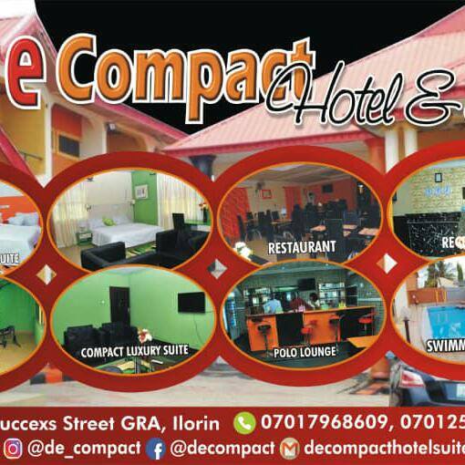 De Compact Hotel &suite, old sucess street flower garden, gra, Ilorin, Nigeria, Budget Hotel, state Kwara