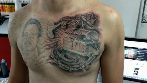 Explore ak47 tattoo ideas, creative tattoo ideas in Fontana, available at Iconiq Tattoo Studio