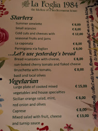 Restaurant Trattoria La Foglia à Syracuse (la carte)