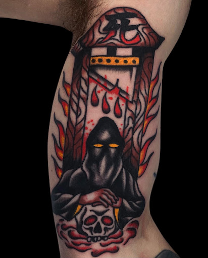 Explore rip cross tattoo ideas, creative tattoo ideas in Johnson City, available at Gold Cross Tattoo Co.