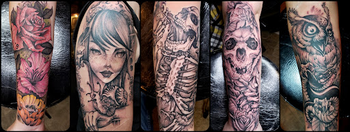 Explore great half sleeve tattoo ideas, creative tattoo ideas in Fuquay Varina, available at 401 Tattoo and Antiquities