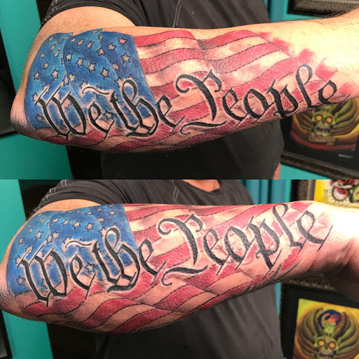 Explore forearm tattoo name ideas, creative tattoo ideas in Kansas City, available at Golden Stag Tattoo and Gallery