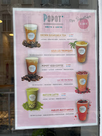 Restaurant POPOT' Bubble tea & Asian food à Paris (le menu)