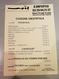 Menu / carte de Restaurant Shéhérazade à Épinal