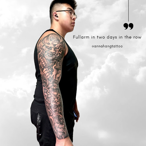 Explore calf sleeve tattoo ideas, creative tattoo ideas in Garden Grove, available at Anna Hang Tattoo