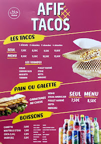 Menu / carte de Afif Tacos à Mauguio