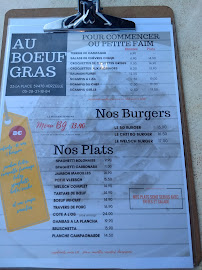 Restaurant français Au Boeuf Gras à Herzeele (le menu)