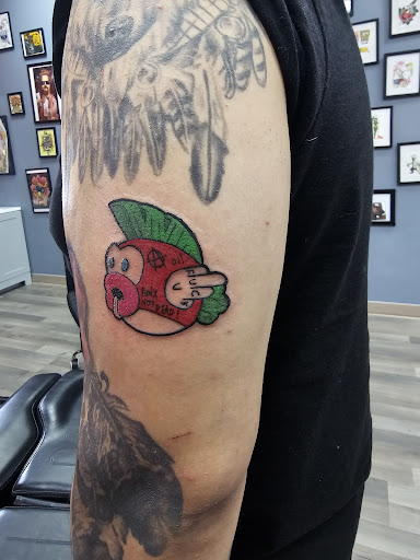 Explore sacred heart tattoo ideas, creative tattoo ideas in Riverside, available at Darkstar Tattoo CA