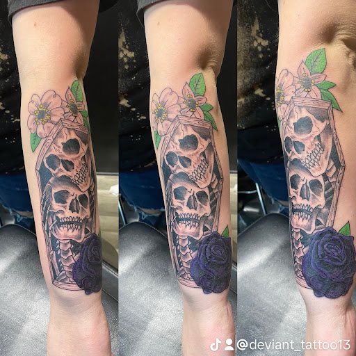 Explore crystal name tattoo ideas, creative tattoo ideas in Excelsior Springs, available at Deviant Tattoo Studio