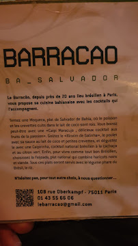 Barracao à Paris menu