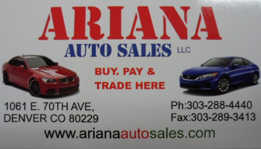 Used Car Dealer «Ariana Auto Sales», reviews and photos, 1061 E 70th Ave, Denver, CO 80229, USA