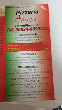 Pizzeria Pizzeria Amore Knesebeck à Wittingen - menu / carte