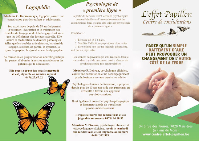 Centre de Consultations "l'Effet Papillon" - Psychologue clinicien - Logopède - Sexologue - Psychologue de première ligne (INAMI) - Bergen