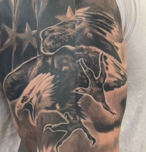 Explore globe tattoo ideas, creative tattoo ideas in High Ridge, available at Diablo Ink Tattoos