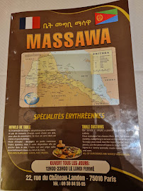 Restaurant Massawa à Paris menu
