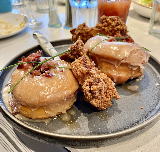 Fried Chicken and Donuts. Absolutely mouth watering. The glaze on the donuts are so good and the chicken is again, so good!!! 