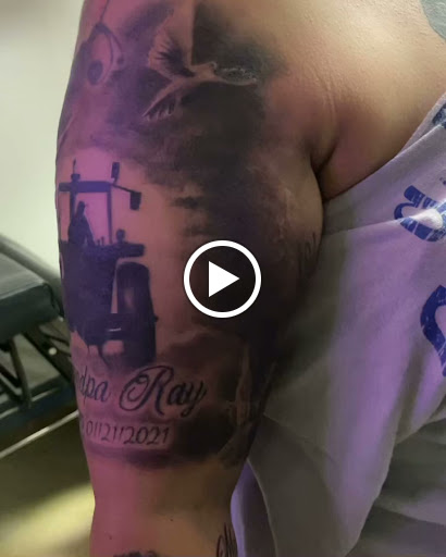 Explore dog outline tattoo ideas, creative tattoo ideas in Dallas, available at Empire barbers & Ink