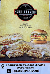 Restaurant de hamburgers Sun Burger à Amiens (la carte)