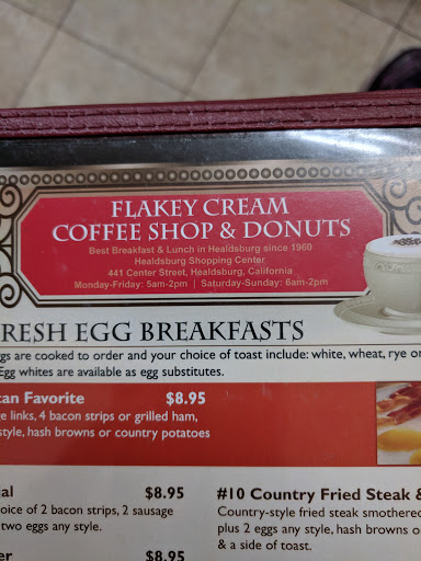 Breakfast Restaurant «Flakey Cream Do-Nuts & Coffee Shop», reviews and photos, 441 Center St, Healdsburg, CA 95448, USA