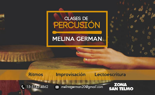 Clases de percusión de Melina German
