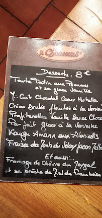 Menu / carte de A Choumas' à Le Puy-en-Velay