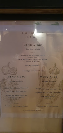La Mère Jean à Lyon menu