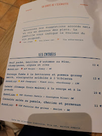 Menu / carte de L'Escalette à Bordeaux