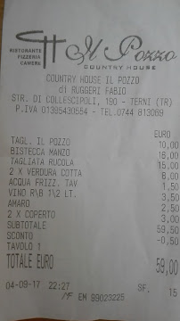 Il Pozzo Country House à Terni menu