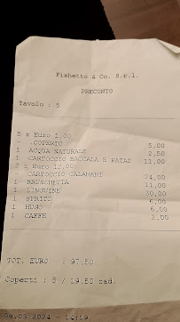 Menu du Fishetto Mezzocammino à Rome