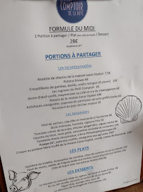 Restaurant Le Petit Comptoir de la Nive à Bayonne (le menu)