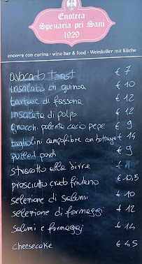 Menu du Speziaria Pei Sani à Udine