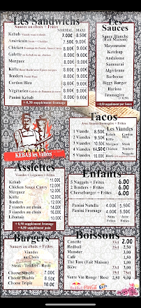 Menu du Kebab Les Vallées à Ambrières-les-Vallées