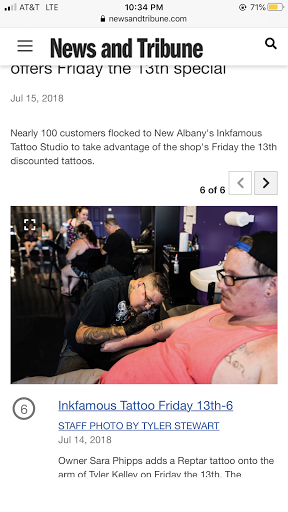 Tattoo Shop «Inkfamous Tatoo Studio», reviews and photos, 353 Vincennes St, New Albany, IN 47150, USA