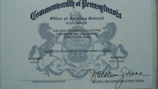 Plumber «Calvary Plumbing & Electric», reviews and photos, 2184 Snow Hill Falls Rd, Cresco, PA 18326, USA