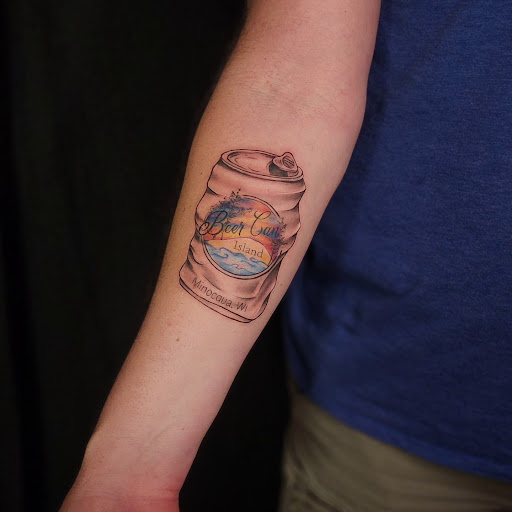 Explore st christopher tattoo ideas, creative tattoo ideas in Minocqua, available at Whisky Rose Tattoo Parlor