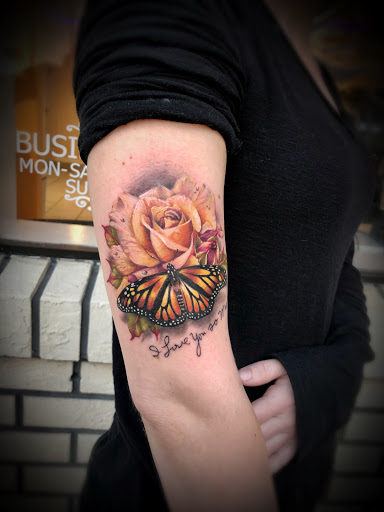 Explore mens cover up tattoo ideas, creative tattoo ideas in Crystal River, available at Radiant Custom Tattoo & Body Piercing