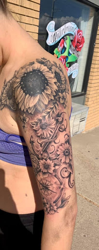 Explore leg sleeve tattoo ideas, creative tattoo ideas in Sioux Falls, available at Starry Eyed Studio