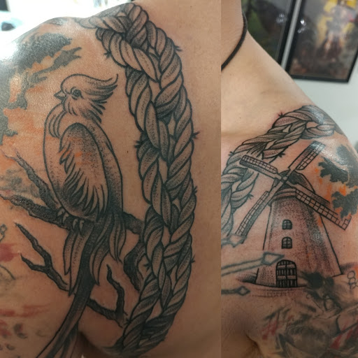 Explore biker tattoo ideas, creative tattoo ideas in Fort Myers, available at HOWL Tattoo & Piercing