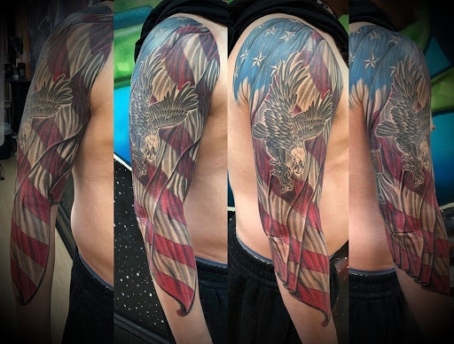 Explore mens thigh tattoo ideas, creative tattoo ideas in Ambler, available at Tattoo GalaxyAmbler Piercing & Custom Tattoos
