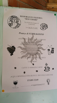 Carte du Ristorante Belvedere di Baccarini Emilia à Lanuvio