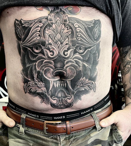 Explore deadpool tattoo ideas, creative tattoo ideas in Silver City, available at Independent Ink Tattoo