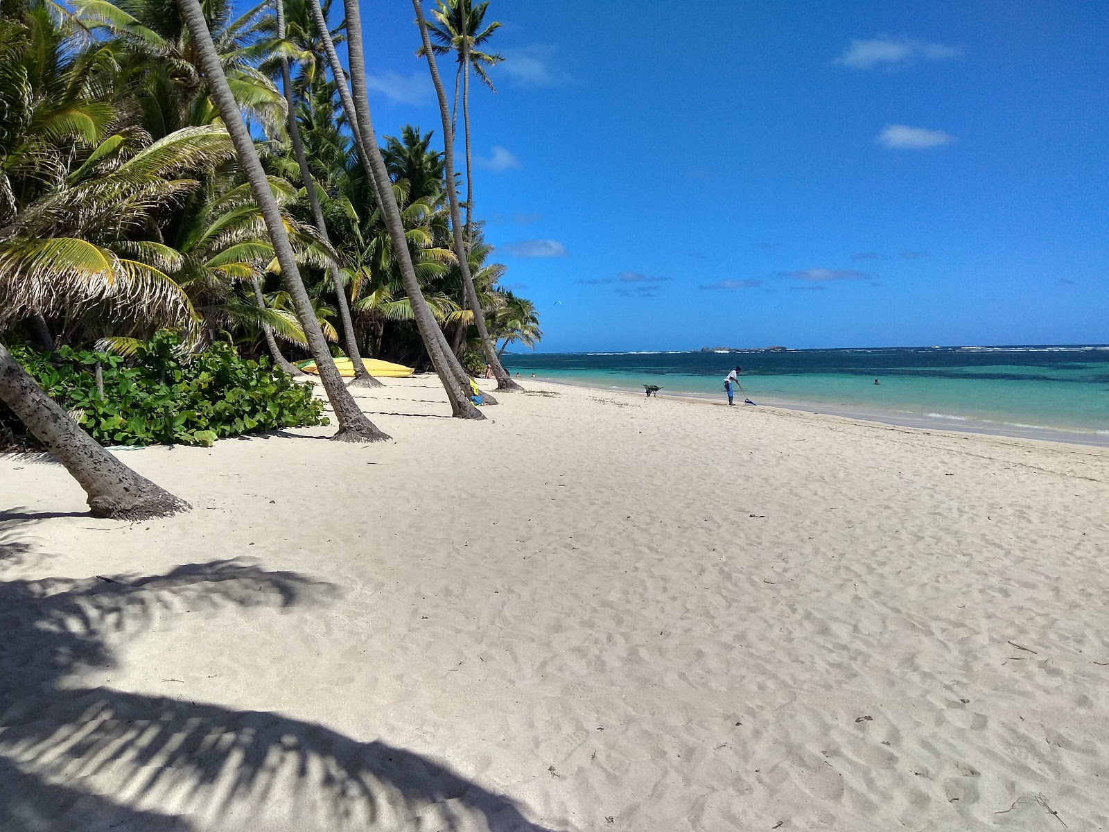 Photo of Anse Michel beach with bright shell sand surface