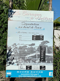 Menu / carte de La baraque à huitres à Lège-Cap-Ferret