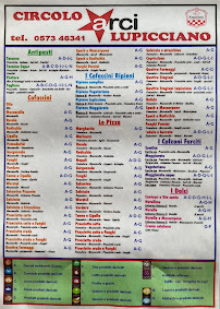 Menu / carte de Circolo Arci Lupicciano à Pistoia