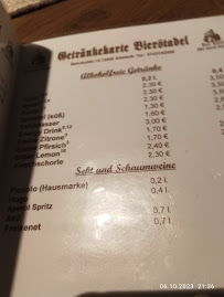 Restaurant Bierstadl à Albstadt (le menu)