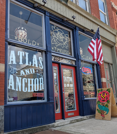 Explore male upper arm tattoo ideas, creative tattoo ideas in Pittsburgh, available at Atlas and Anchor Tattoo
