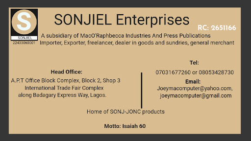 SONJIEL Enterprises, SONJIEL Enterprises, A.P.T Office Complex, Block 2, Shop 3, Lagos International Trade Fair, along, Lagos - Badagry Expy, Lagos, Nigeria, Courier Service, state Lagos
