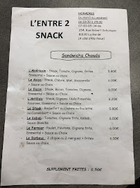 Menu / carte de Snack l'entre 2 à La Garde